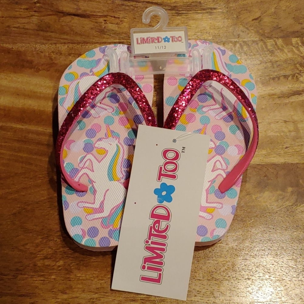 NWT 2 for $15  Limited Too Unicorns & Dots Flips Flops
